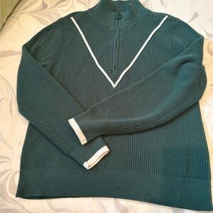 Talbots Green Sweater with White Accents